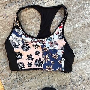 Calvin Klein Floral Patch Sports Bra - Black and Pink